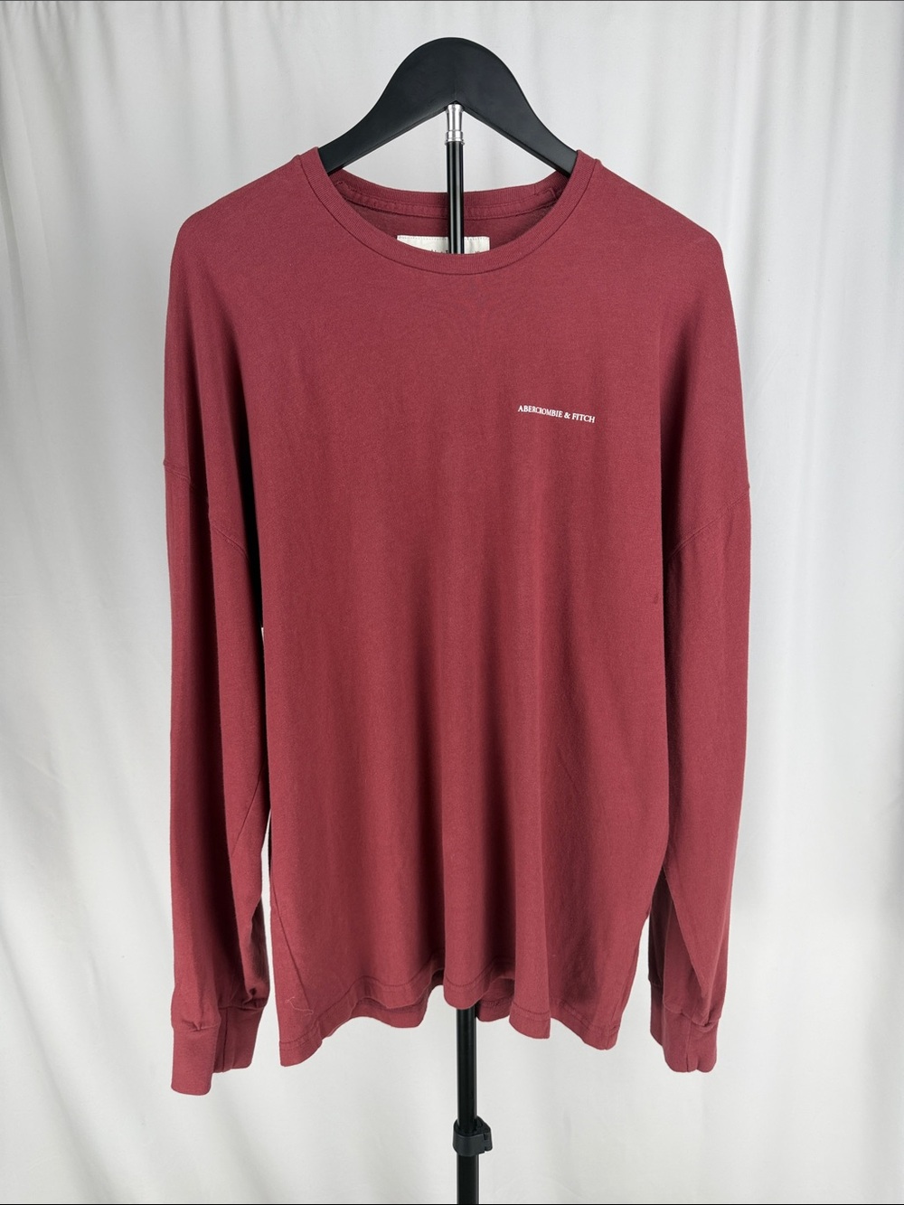 Abercrombie & Fitch Soft A&F Tee XL Burgundy Oversized Logo Long Sleeve